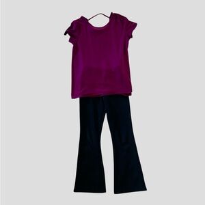 Girls 2 piece Girls Outfit  Purple Top and Black Pants size 7/8